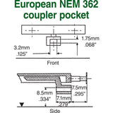 KD-19 - #19 NEM 362 European-Style Couplers - Long (HO Scale)
