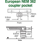 KD-20 - #20 NEM 362 European-Style Couplers - Extra Long (HO Scale)