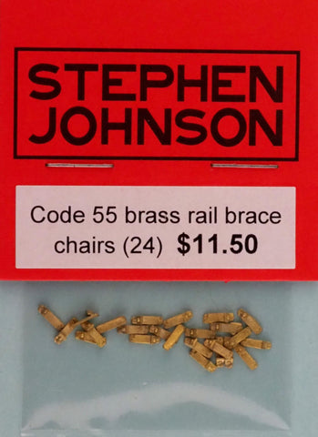 SJ-C55BRBC - Code 55 Brass Rail Brace Chairs - 24pc (HO Scale)