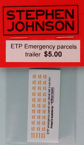 SJ-ETPTD - ETP Emergency Parcels Trailer Decal (HO Scale)