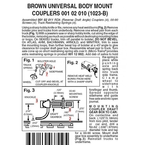 00102010 - Universal Body Mount Couplers - Brown - 2 pair (N Scale)