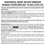 00110003 - Universal Body Mount Couplers - Medium Shank - 10 pair (N Scale)