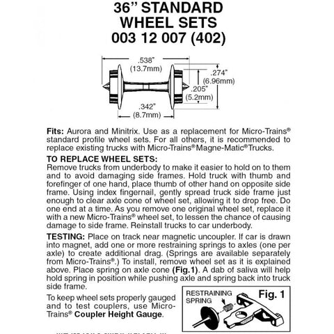 00312007 - 36” Standard Wheelsets - 48 axles (N Scale)
