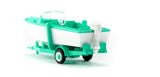 17009503 - Trailer-Mounted Motorboat - White/Mint Green (HO Scale)