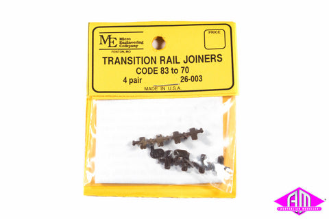 Micro Engineering - 26-003 - Transition Rail Joiners - Code 83 to 70 - 4 Pairs