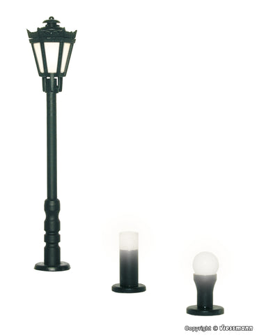 Viessmann - 6160 - Garden Lamps Set - 3 Lights - Black - LED - Warm White (HO Scale)