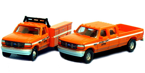618-N383JL9G9 - 1992 Ford F-350 Service Truck & F-250 Crew Cab Pickup Set (N Scale)