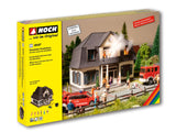 Noch - 66507 - Burning Brothel with Micro-Sound and Light Effects - Limited Edition (HO Scale)