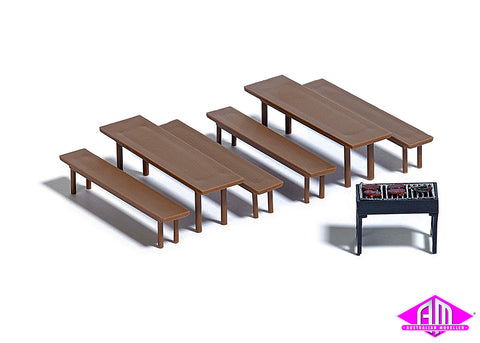 7782 - Beer Garden Furniture and Grill (HO Scale)