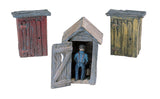 D214 - 3 Outhouses & Man (HO Scale)