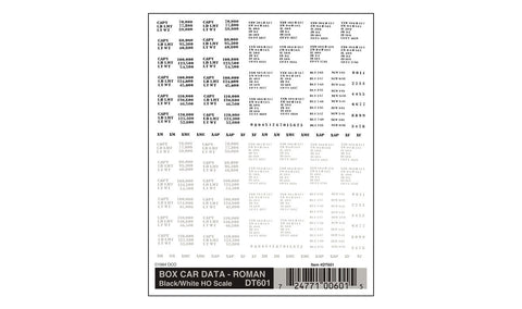 DT601 - Dry Transfer - Box Car Data Roman Black & White