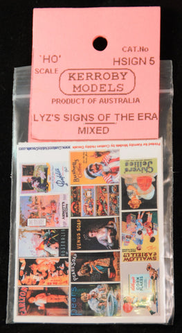 KM-HSIGN05 Lyz's Signs of the Era Mixed - Soaps, Biscuits, Penfolds, Bushells (HO Scale)