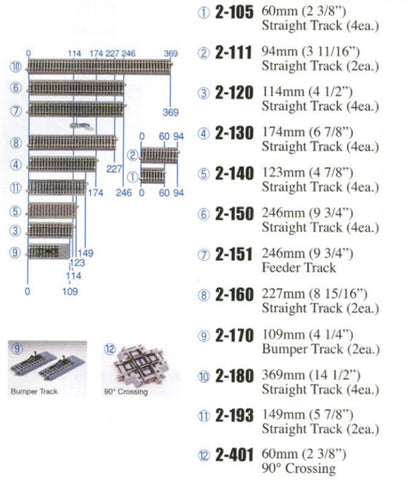 KA2-180 - Straight Track - 369mm 4pc (HO Scale)