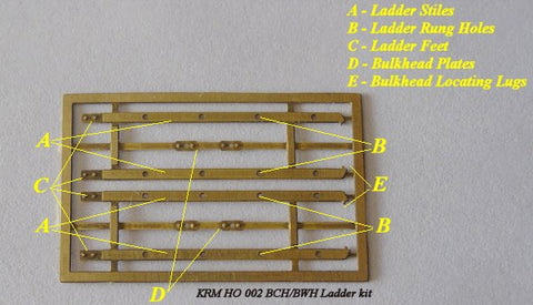 KRM-HO002.5 - BWH/BCH Etched Brass Ladder Kit for Arkits Wheat Hopper - 5pc (HO Scale)