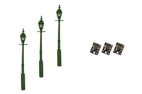 DCC Concepts LML-GSGR - Gas Street/Platform Lamps - Green - 3pcs (HO Scale)