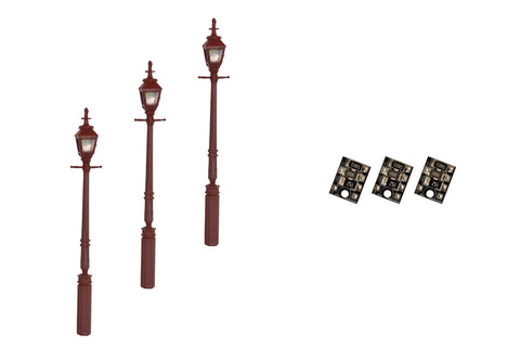 DCC Concepts LML-GSMR - Gas Street/Platform Lamps - Maroon - 3pcs (HO Scale)