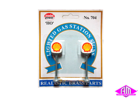 Lighted Shell Petrol Station Signs 2pc