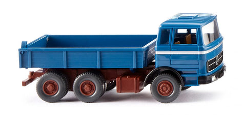 17042407 - Flatbed Tipper - Mercedes Benz - Azure Blue (HO Scale)