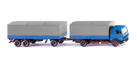 17045501 - Flatbed Road Train (Mercedes Benz NG) - Azure Blue (HO Scale)