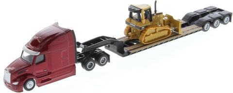 Peterbilt 579 with Lowboy Trailer and Cat D5M Track-Type Tractor (HO Scale)