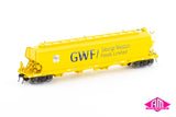 BGSY Grain Hopper, George Weston Foods/SSR Yellow, Large GWF Logo - 4 Wagon Pack (AGH-11) HO Scale