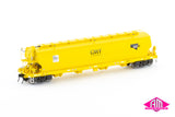 BGSY Grain Hopper, George Weston Foods/Southern Shorthaul Railroad Yellow - 4 Wagon Pack (AGH-9) HO Scale