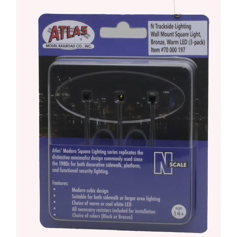 Atlas - AT-70000197 - Wall Mount Square Light - Bronze - Warm Led - 3pc (N Scale)