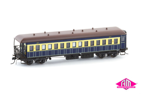 NSWGR Vestibuled End Platform Cars "Caves Express" Set 75 Blue & Cream FO049 (5 Car Set) HO Scale