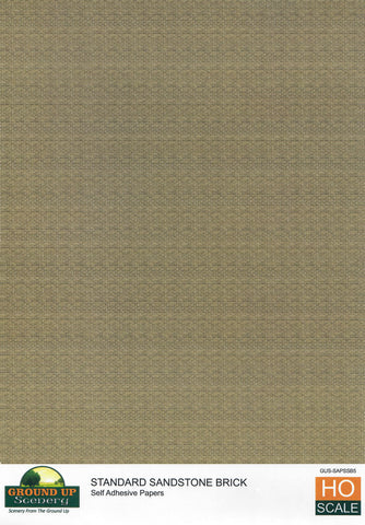 Ground Up - Self Adhesive Paper - Standard Brick Sandstone - 5pc (HO Scale)
