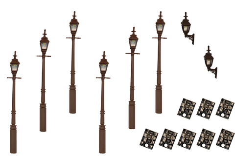 DCC Concepts LML-VPGBK - Value Pack - Gas Lamps - Black - 8pcs (HO Scale)