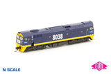 80 Class locomotive 8038 FreightCorp Blue/Yellow With FC Logos (N80-12) N-Scale