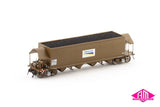 NHHF Coal Hopper, Freight Rail Wagon Grime with White Freight Rail Logos - 4 Car Pack (NCH-106) HO Scale