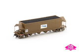 NHHF Coal Hopper, Freight Rail Wagon Grime with White Freight Rail Logos - 4 Car Pack (NCH-107) HO Scale