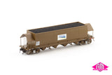 NHHF Coal Hopper, Freight Rail Wagon Grime with White Freight Rail Logos - 4 Car Pack (NCH-107) HO Scale