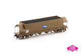 NHHF Coal Hopper, Freight Rail Wagon Grime with Blue Freight Rail Logos - 4 Car Pack (NCH-108) HO Scale