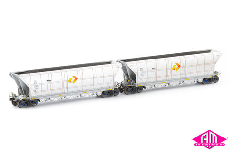 QHCH Coal Hopper - Aurizon Silver/Grey - 4 Car Pack (NCH-123) HO Scale
