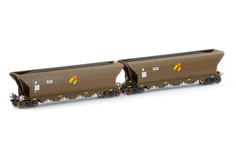 QHCH Coal Hopper - Aurizon Wagon Grime - 4 Car Pack (NCH-128) HO Scale