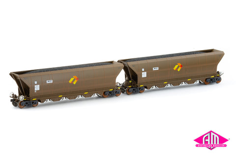 QHCH Coal Hopper - Aurizon Wagon Grime - 4 Car Pack (NCH-128) HO Scale