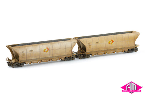 QHCH Coal Hopper - Aurizon Silver/Grey Weathered - 4 Car Pack (NCH-130) HO Scale