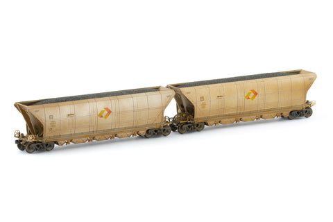 QHCH Coal Hopper - Aurizon Silver/Grey Weathered - 4 Car Pack (NCH-129) HO Scale
