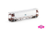 NGHF Grain Hopper with Roof Walks, PTC Red/Silver with Black/Blue L7 - 4 Car Pack (NGH-46) HO Scale