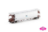 NGHF Grain Hopper with Roof Walks, PTC Red/Silver with Black/Blue L7 - 4 Car Pack (NGH-47) HO Scale