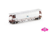 NGHF Grain Hopper with Roof Walks, PTC Red/Silver with Black/Blue L7 - 4 Car Pack (NGH-47) HO Scale