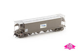NGHF Grain Hopper with Roof Walks, Freight Rail Wagon Grime with White Freight Rail Logos - 4 Car Pack (NGH-54) HO Scale