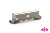 NGHF Grain Hopper with Ground Operated Lids, Pacific National Wagon Grime with Faded L7 - 4 Car Pack (NGH-59) HO Scale