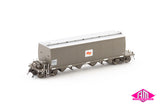 NGHF Grain Hopper with Ground Operated Lids, Pacific National Wagon Grime with Candy L7 - 4 Car Pack (NGH-60) HO Scale