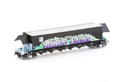 BGVF Grain Hopper, Black with SSR Logos and Grain Lids & Graffiti - Single Car NGH-88