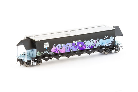 BGVF Grain Hopper, Black with SSR Logos and Grain Lids & Graffiti - Single Car NGH-93