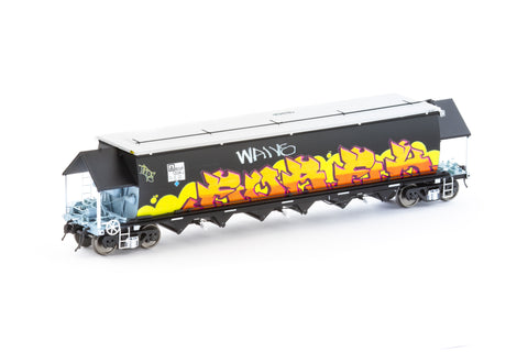 BGVF Grain Hopper, Black with SSR Logos and Grain Lids & Graffiti - Single Car NGH-97 (HO Scale)