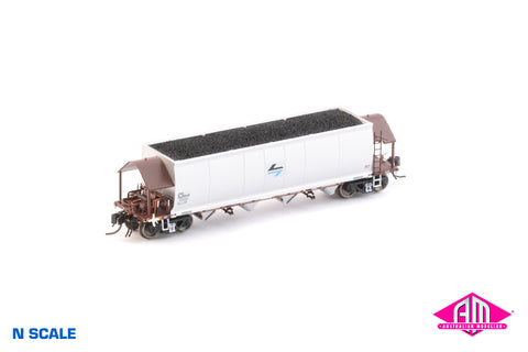 NHHF Coal Hopper - PTC, Red/Silver with Blue L7 - Single Wagon NNCH-45 (N Scale)